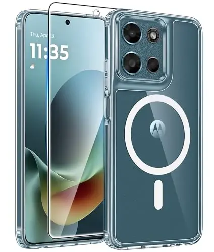 Чехол FNTCASE для Moto G 2026/2025: Чехол для Motorola Moto G Play 5G 2026 [Поддерживает Magsafe] [Защитная пленка] Прозрачный чехол для телефона против пожелтения - Противоударные защитные чехлы военного класса 