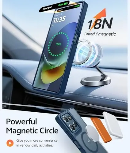 Чехол FNTCASE для Moto G 2026/2025: Чехол для Motorola Moto G Play 5G 2026 [Совместим с Magsafe] Полупрозрачные матовые чехлы с [Защитным экраном] Ударопрочный защитный чехол для телефона военного класса -Синий - 3