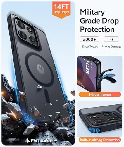 Чехол FNTCASE для Moto G Stylus 5G 2026: Чехол для Motorola G Stylus 2025 [Совместим с Magsafe] Полупрозрачные матовые чехлы с [Защитным экраном] Ударопрочный защитный чехол для телефона военного класса - 5