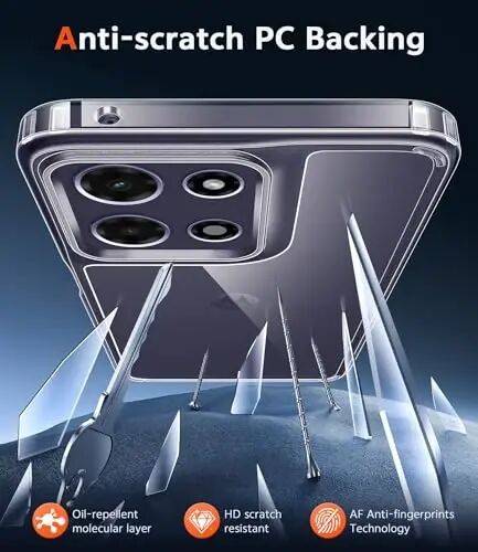 Чехол FNTCASE для Motorola Moto G-Power-5G-2026: чехол для Moto G Power 2025, прозрачный, тонкий, защищающий от пожелтения, для мобильного телефона — прочный, ударопрочный, защитный бампер, прозрачные чехлы (прозрачный) - 4