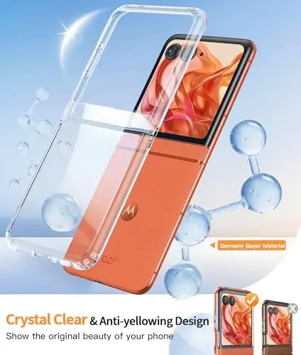Чехол FNTCASE для Motorola Razr 2025/2024: прозрачный, легкий, устойчивый к царапинам защитный чехол для телефона, гибкий, нескользящий, прочный, ударопрочный, из ТПУ, кристально чистый. - 3