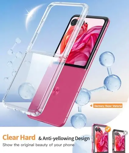 Чехол FNTCASE для Motorola Razr Plus 2025/2024: Прозрачный ударопрочный чехол для Moto Razr Plus 2025/2024, устойчивый к царапинам, тонкий складной ТПУ, армейский класс защиты от падений, прочный кристально чистый чехол - 3