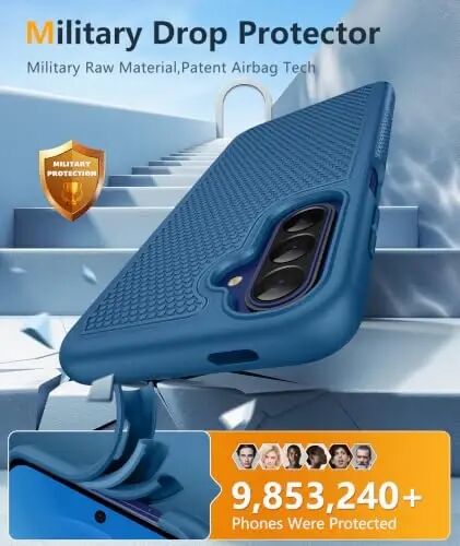 Чехол FNTCASE для Samsung Galaxy A27-5G: Ударопрочная защитная крышка военного класса, испытана на падение с высоты 4,3 м, защитная пленка для экрана в комплекте, противоскользящая матовая текстура, двухслойный противоударный TPU+PC (синий) - 2