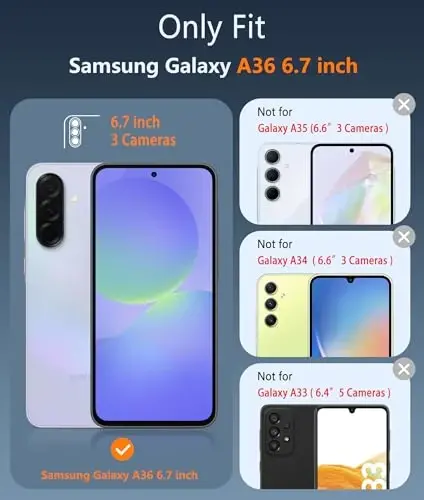 Чехол FNTCASE для Samsung Galaxy A36 5G: магнитный, военный класс защиты от падений, нежелтеющий, противоударный, прозрачный (черный) - 2