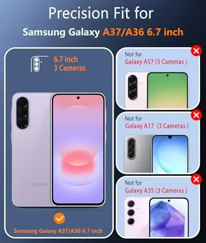 Чехол FNTCASE для Samsung Galaxy A37 5G: прозрачный чехол A36 с защитной пленкой для экрана, совместимый с Magsafe, тонкий, защищенный от пожелтения, ударопрочный защитный прозрачный чехол (прозрачный магнитный) - FNTCASE