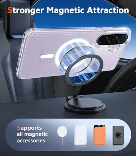 Чехол FNTCASE для Samsung Galaxy A37 5G: прозрачный чехол A36 с защитной пленкой для экрана, совместимый с Magsafe, тонкий, защищенный от пожелтения, ударопрочный защитный прозрачный чехол (прозрачный магнитный) - 2