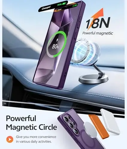 Чехол FNTCASE для Samsung Galaxy S24 Ultra: [Подходит для Magsafe] [Полная защита камеры] Полупрозрачный матовый чехол с [Защитной пленкой] Ударопрочный защитный чехол военного класса - 3