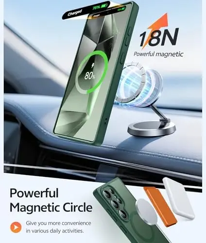 Чехол FNTCASE для Samsung Galaxy S24 Ultra: [Совместимость с Magsafe] [Полная защита камеры] Полупрозрачный матовый чехол с [Защитным экраном] Ударопрочный защитный чехол для телефона военного класса - 3