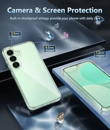 Чехол FNTCASE для Samsung Galaxy S25: чехол для Galaxy S24, защита от падений военного класса, защита от пожелтения, прочный ударопрочный защитный бампер, прозрачный чехол (прозрачный) - 4