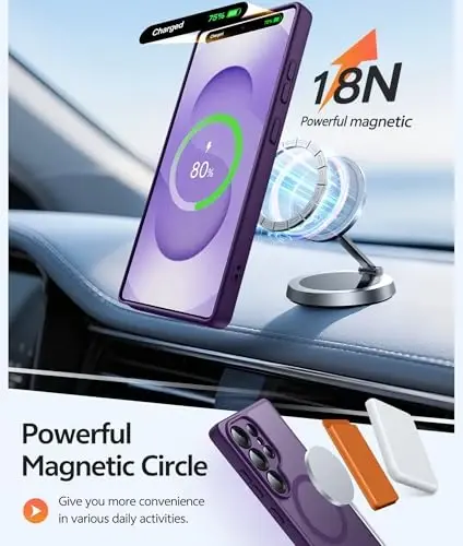 Чехол FNTCASE для Samsung Galaxy S25 Ultra: [Поддерживает Magsafe] [Полная защита камеры] Полупрозрачный матовый чехол с [защитной пленкой для экрана] Ударопрочный защитный чехол военного класса - 3