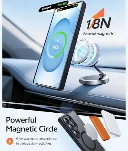 Чехол FNTCASE для Samsung Galaxy S25 Ultra: [Подходит для Magsafe] [Полная защита камеры] Полупрозрачные матовые чехлы с [Защитным экраном] Ударопрочный защитный чехол для телефона военного класса - 3