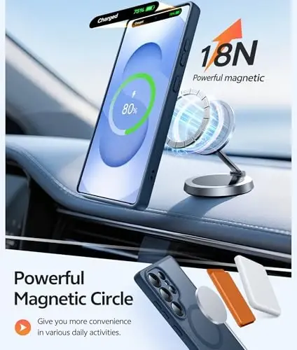 Чехол FNTCASE для Samsung Galaxy S25 Ultra: [Совместимость с Magsafe] [Полная защита камеры] Полупрозрачный матовый чехол с [защитной пленкой для экрана] Ударопрочный защитный чехол военного класса - 3