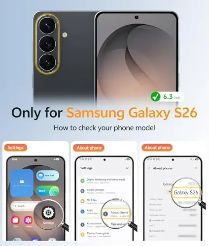 Чехол FNTCASE для Samsung Galaxy S26: [Поддерживает Magsafe] [Полная защита камеры и защитное стекло] Полупрозрачный матовый военного класса - ударопрочный защитный чехол для телефона для Samsung S 26 - черный 6,3 дюйма - 2