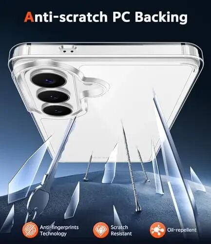 Чехол FNTCASE для Samsung Galaxy S26: прозрачные чехлы для телефона с защитной пленкой для экрана, тонкий, защита от падений, военный класс, ударопрочный, не желтеющий, защитный прозрачный чехол для сотового телефона (прозрачный) - 3