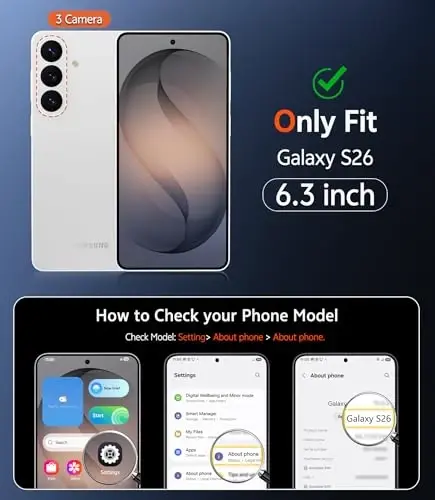 Чехол FNTCASE для Samsung Galaxy S26: прозрачный, устойчивый к пожелтению, с магнитной защитой от падений, совместим с Magsafe — прочный противоударный защитный бампер (черный) - 5
