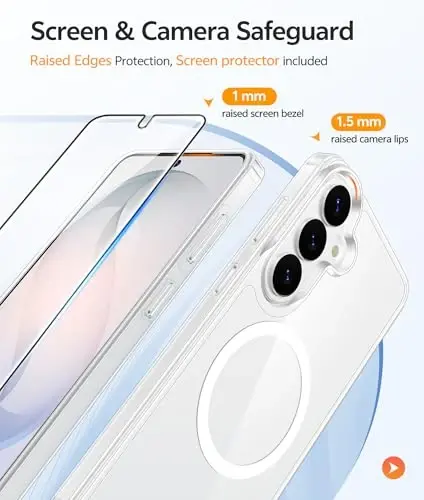 Чехол FNTCASE для Samsung Galaxy S26: [Совместимость с Magsafe] [Защитная пленка для экрана] Не желтеющий, прозрачный, военного класса — ударопрочный защитный чехол для телефона Samsung S 26 — прозрачный - 4