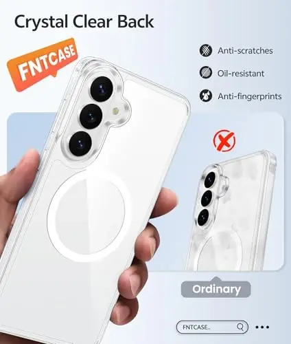 Чехол FNTCASE для Samsung Galaxy S26: [Совместимость с Magsafe] [Защитная пленка для экрана] Не желтеющий, прозрачный, военного класса — ударопрочный защитный чехол для телефона Samsung S 26 — прозрачный - 5