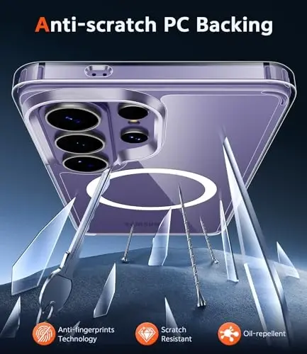 Чехол FNTCASE для Samsung Galaxy S26-Ultra: прозрачный магнитный чехол с защитной пленкой для экрана, совместимый с Magsafe, тонкий, устойчивый к пожелтению, прочный защитный прозрачный чехол для телефона (прозрачный магнитный) - 5