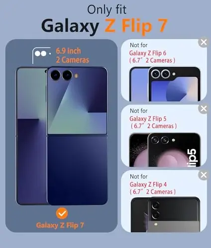Чехол FNTCASE для Samsung Galaxy Z-FLIP-7: Магнитный матовый чехол с защитной пленкой для экрана, ударопрочный, совместимый с Magsafe, тонкий, защитный, полупрозрачный (C-Frosted Black) - 2