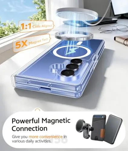 Чехол FNTCASE для Samsung Galaxy Z Fold 7: Чехол для Galaxy Z Fold 8 Ultra [Защита шарнира + Защитное стекло] [Поддержка Magsafe] Военная защита от падений, прозрачный чехол для телефона - Прозрачный - 5