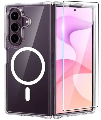 Чехол FNTCASE для Samsung Galaxy Z-Fold-7: Магнитный прозрачный, военный класс защиты от падений, устойчивый к пожелтению чехол для мобильного телефона - Прочный противоударный защитный бампер Прозрачный чехол для телефона - 1