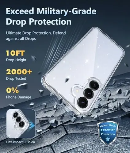 Чехол FNTCASE для Samsung S25 Plus: противоударный, армейский стандарт защиты от падений, не желтеющий прозрачный чехол - 4