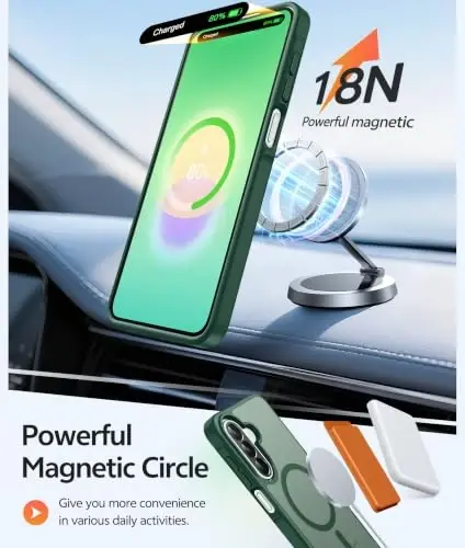 Чехол FNTCASE для телефона Galaxy A27 5G: для чехлов Samsung A27 [Подходит для Magsafe] [Защитная пленка экрана] Военная защита от падений, полупрозрачная матовая задняя панель, тонкий противоударный защитный чехол - зеленый - 3