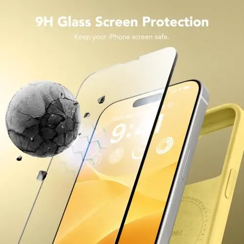 Чехол GONEZ Magnetic для iPhone 15 Pro Max, [Совместим с MagSafe] Подкладка из микрофибры и защитное стекло, силиконовое управление камерой, ударопрочный тонкий чехол, 6,7 дюйма, кремово-желтый - 4