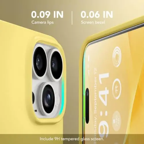 Чехол GONEZ Magnetic для iPhone 15 Pro Max, [Совместим с MagSafe] Подкладка из микрофибры и защитное стекло, силиконовое управление камерой, ударопрочный тонкий чехол, 6,7 дюйма, кремово-желтый - 6