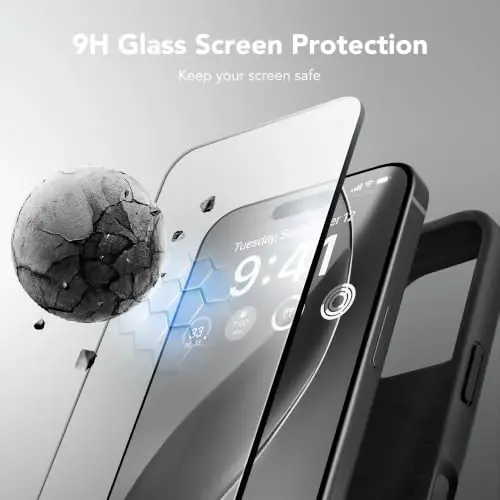Чехол GONEZ Magnetic для iPhone 16 Pro Max, силиконовый, черный | Совместим с MagSafe, кнопкой камеры и защитным стеклом, подкладка из микрофибры, 3 слоя, мягкий гель, ударопрочный, тонкий, 6,9