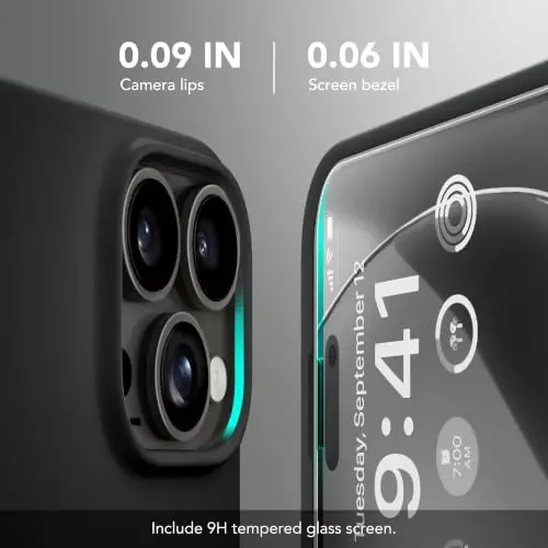 Чехол GONEZ Magnetic для iPhone 16 Pro Max, силиконовый, черный | Совместим с MagSafe, кнопкой камеры и защитным стеклом, подкладка из микрофибры, 3 слоя, мягкий гель, ударопрочный, тонкий, 6,9