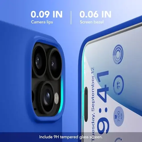 Чехол GONEZ Magnetic для iPhone 16 Pro Max, силиконовый, кляйн блау | Совместим с MagSafe, кнопкой камеры и защитным стеклом, подкладка из микрофибры, 3 слоя, мягкий гель, ударопрочный, тонкий, 6,9 дюйма - 3