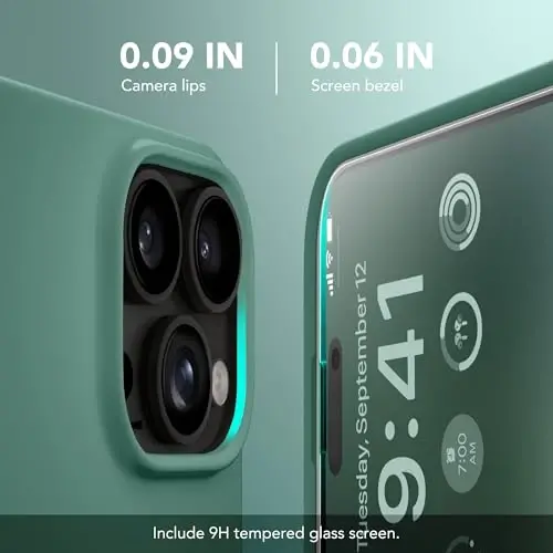 Чехол GONEZ Magnetic для iPhone 16 Pro Max, [Совместимость с MagSafe] Защита от царапин, подкладка из микрофибры и защитное стекло, силиконовое управление камерой, ударопрочный тонкий чехол для телефона 6,9 дюйма, полуночный зеленый - 3