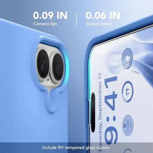 Чехол GONEZ Magnetic для iPhone 16, силиконовый, небесно-голубой | Совместим с MagSafe, кнопкой камеры и защитным стеклом, подкладка из микрофибры, 3 слоя, мягкий гель, ударопрочный, тонкий, 6,1 дюйма - 4