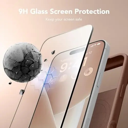 Чехол GONEZ Magnetic для iPhone 17 Pro, [совместим с MagSafe], защита от царапин, подкладка из микрофибры и защитная пленка для экрана, силиконовое управление камерой, ударопрочный тонкий чехол 6,3 дюйма, коричневый - 2