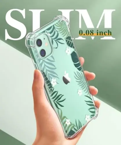 Чехол GVIEWIN для iPhone 11 Floral, с защитной пленкой для экрана и защитой объектива камеры, [не желтеющий], мягкий ударопрочный прозрачный защитный чехол для телефона для женщин, с цветочным узором, 6,1