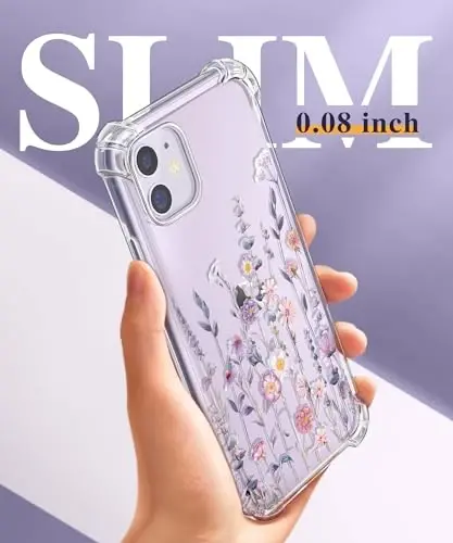 Чехол GVIEWIN для iPhone 11 с цветочным принтом, с защитной пленкой для экрана и защитой объектива камеры, [не желтеющий], мягкий ударопрочный прозрачный защитный чехол для телефона для женщин, с цветочным узором 6,1 дюйма (Floratopia/Colorful) - 6