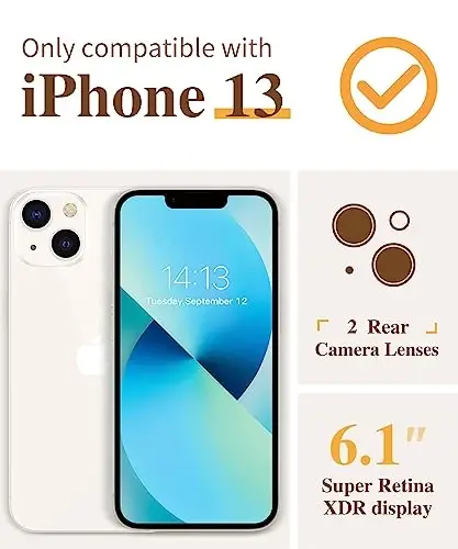 Чехол GVIEWIN для iPhone 13 с цветочным принтом, защитой экрана и объектива камеры, [не желтеющий] мягкий противоударный прозрачный защитный чехол для женщин, дизайн с цветочным узором 6,1 дюйма (Эскиз/Черный) - GVIEWIN (1)