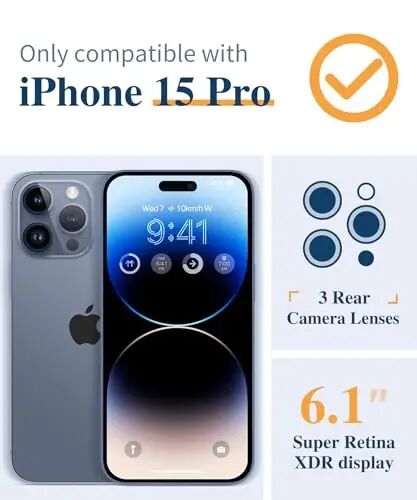 GVIEWIN for iPhone 15 Pro Case Floral, with Screen Protector&Camera Lens Protector,[Non Yellowing] Slim Shockproof Clear Phone Protective Cover for Women, Flower Pattern Design 6.1