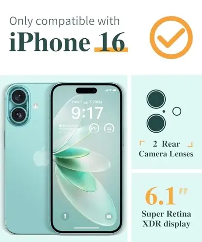Чехол GVIEWIN для iPhone 16 с цветочным принтом, защитой экрана и объектива камеры, [не желтеющий] мягкий противоударный прозрачный защитный чехол для женщин, дизайн с цветами 6,1 дюйма (Гибискус) - 2