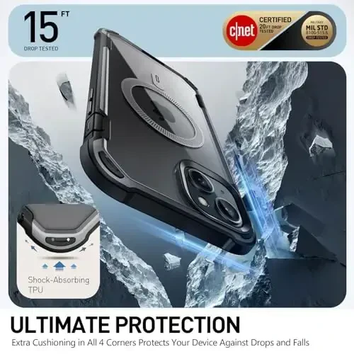 Чехол i-Blason Ares Mag для iPhone 15 Plus со встроенной защитой экрана [Совместим с MagSafe] Прочный полнокорпусный противоскользящий ударопрочный прозрачный защитный магнитный чехол для телефона iPhone 15 Plus 6,7 дюйма, черный - 4