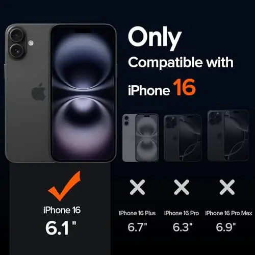 Чехол ivoler Magnetic для iPhone 16 6.1'' [Совместим с Magsafe] [Защита военного класса 15 футов] Магнитный чехол с зарядкой бампер для 16, матовый полупрозрачный задний чехол для телефона - матовый черный - 2