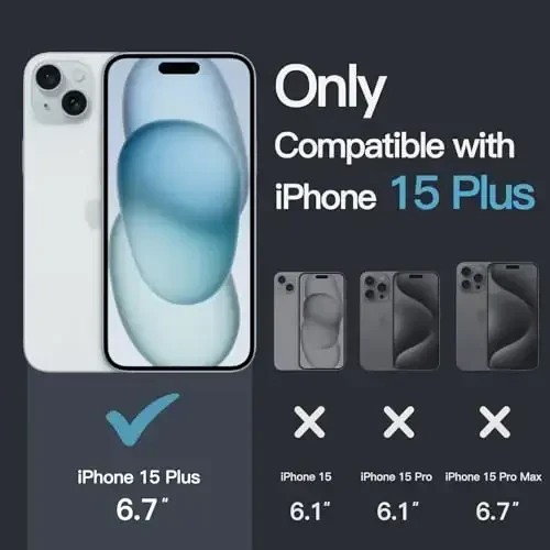 Чехол JETech для iPhone 15 Plus 6,7 дюймов, Не желтеющий, Ударопрочный бампер для телефона, Прозрачная антицарапная задняя часть (прозрачный) - Modazone (1)