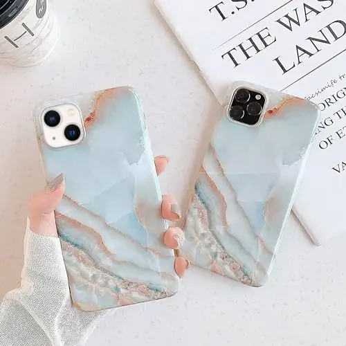 Чехол J.west для iPhone 15 Plus 6.7, серый мраморный дизайн, каменный узор, ультратонкий, гибкий бампер, мягкий резиновый силиконовый защитный чехол для телефона для женщин, срез агата - 5