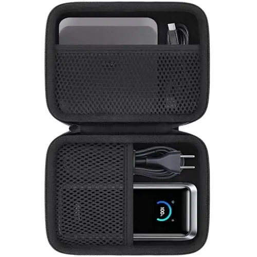 Чехол khanka для Anker Prime Power Bank и зарядной базы, жесткая дорожная сумка, совместимая с портативным зарядным устройством Anker 26,250mAh 300W Max с базой, только чехол (черный) 