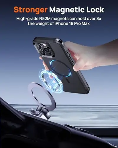 Чехол Lanhiem Magnetic для iPhone 16 Pro Max с защитным стеклом для конфиденциальности [совместим с MagSafe], ударопрочный военный защитный чехол для iPhone 16 Pro Max (черный) - 1