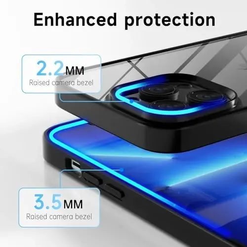 Чехол LoeoeL для iPhone 13 Pro Max, прозрачный гибридный чехол [жесткий пластик и мягкий силиконовый бампер], акриловый, не желтеющий, тонкий защитный чехол для женщин, черный - 5