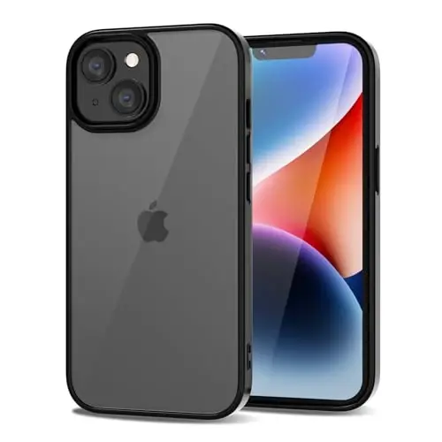 Чехол LoeoeL для iPhone 14 Plus прозрачный, гибридный [жесткий пластик и мягкий силиконовый бампер], акриловый, нежелтеющий, тонкий защитный чехол для женщин, черный - 1