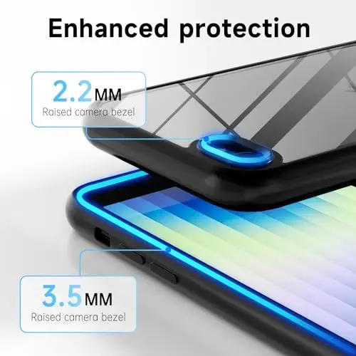Чехол LoeoeL для iPhone SE 2022/2020/7/8, прозрачный гибридный чехол SE [жесткий пластик и мягкий силиконовый бампер], акриловая тонкая защитная крышка, не желтеющая, черная - 5