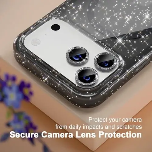 Чехол Magnetic для iPhone 17 Pro с поддержкой MagSafe, милый женский блестящий чехол с защитой объектива камеры из страз, армейская защита от падений 6.3